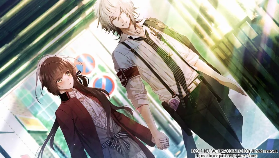 Kei and Ichika walking hand in hand. He is smiling brightly, she looks a little unsure, and is blushing.